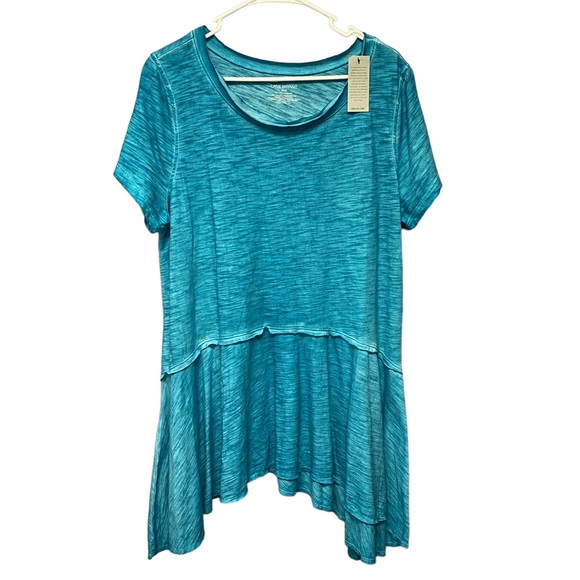Lane Bryant Tops - NWT Lane Bryant short sleeve tunic blue turquoise space dye top womens 18/20